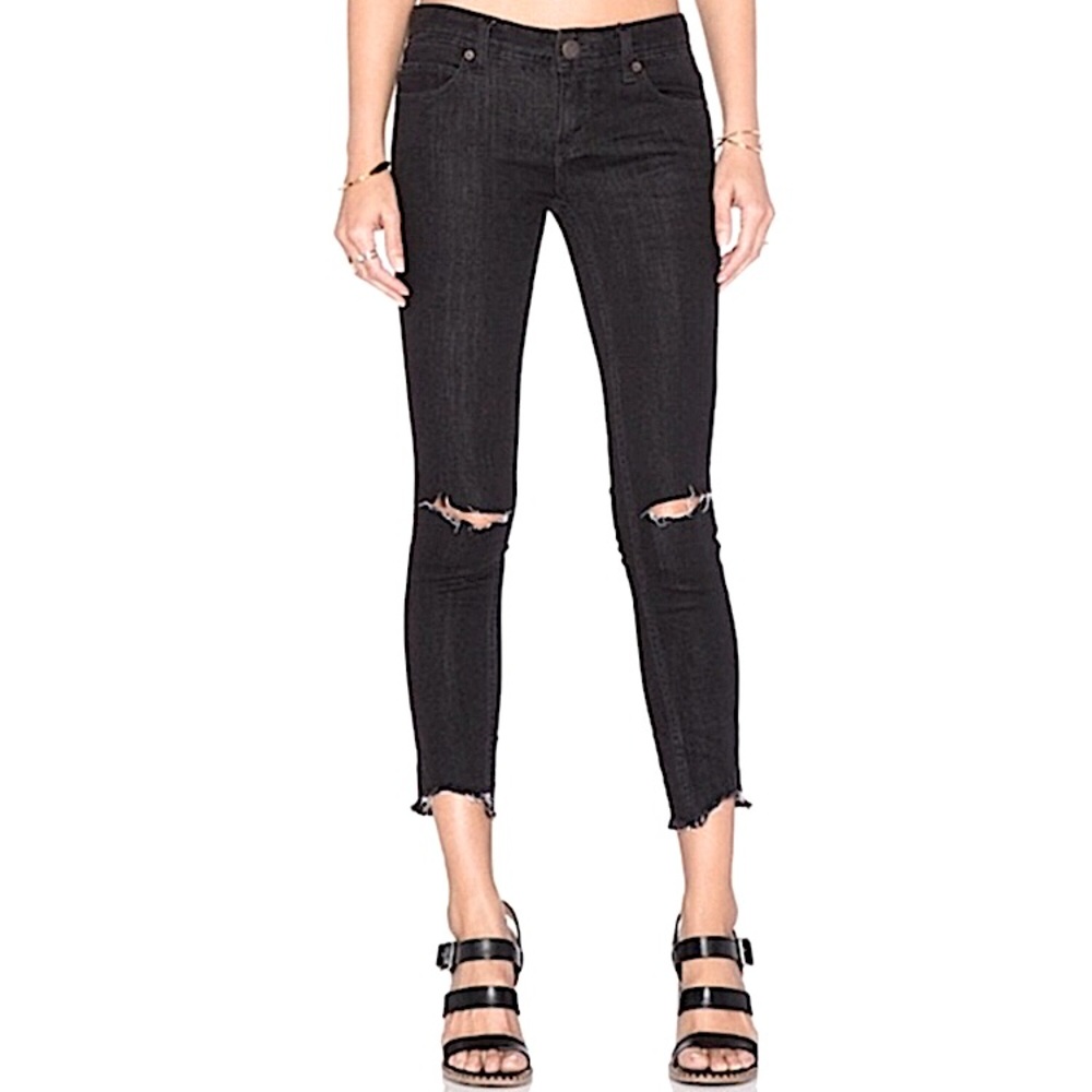 Free People Distressed Raw Hem Jeans